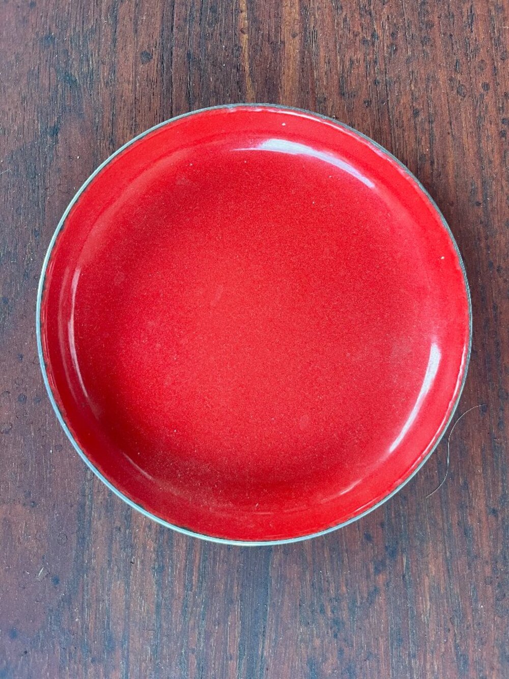 Mid Century Catherine Holm Red Enamel Stainless Steel Trinket Dish